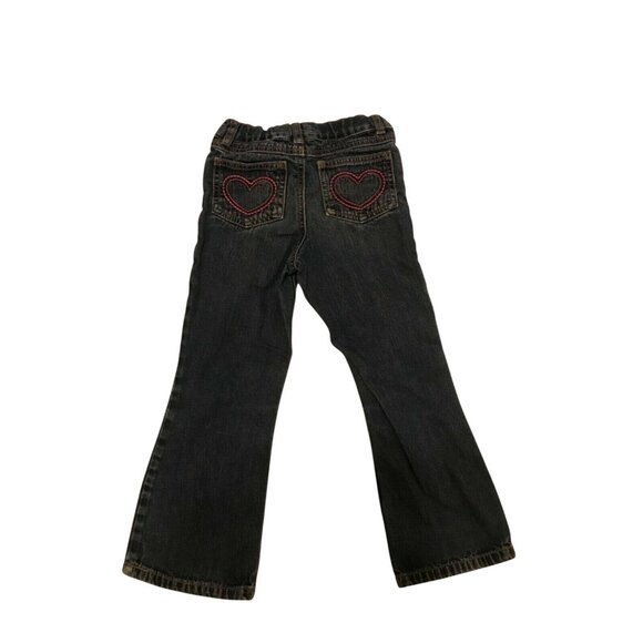 Girls Carters Jeans Embroidered Hearts Colorful Stitching Sz 5 Elastic Waistband - Picture 4 of 4
